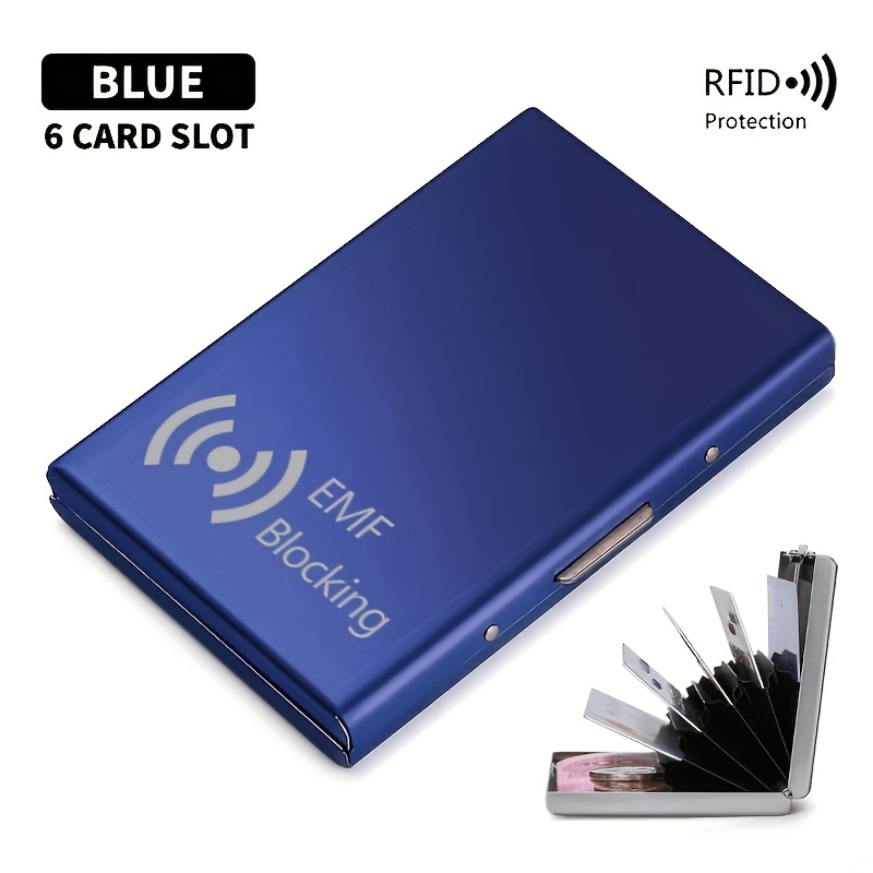 TEMU Porte-cartes métallique -vol RFID - Fermoir à bouton, -débiting, convient aux cartes de crédit/débit, cartes d'identité, passeports -