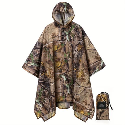 poncho de lluvia con capucha y cordón: estampado floral para uso casual