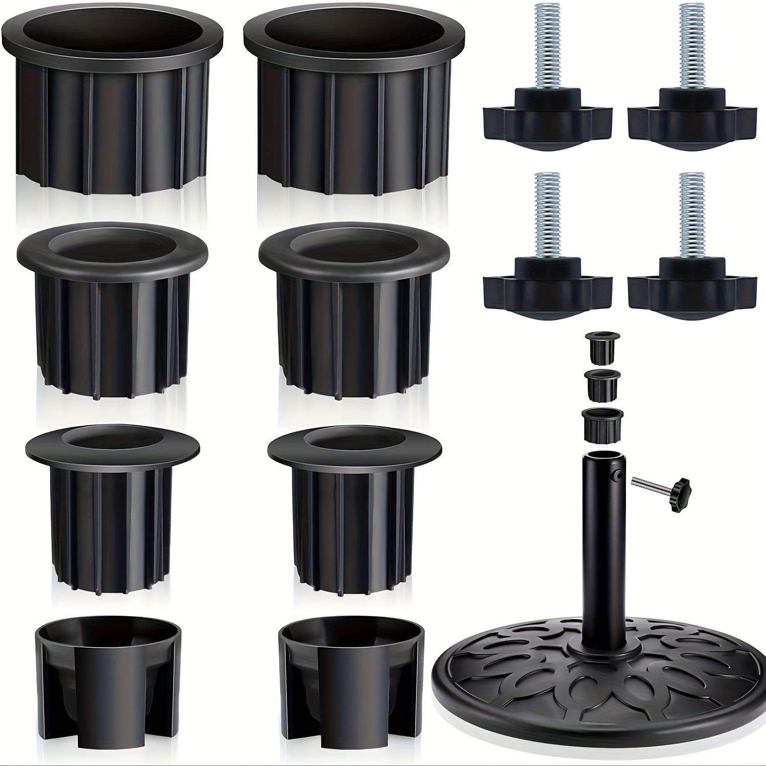 

A Twelve-piece Set Of Sunshade Tube Fixing Packages Including 2 28mm + 2 38mm + 2 48mm + 2 Oblique Mouth Covers + 4 Tight Spirals