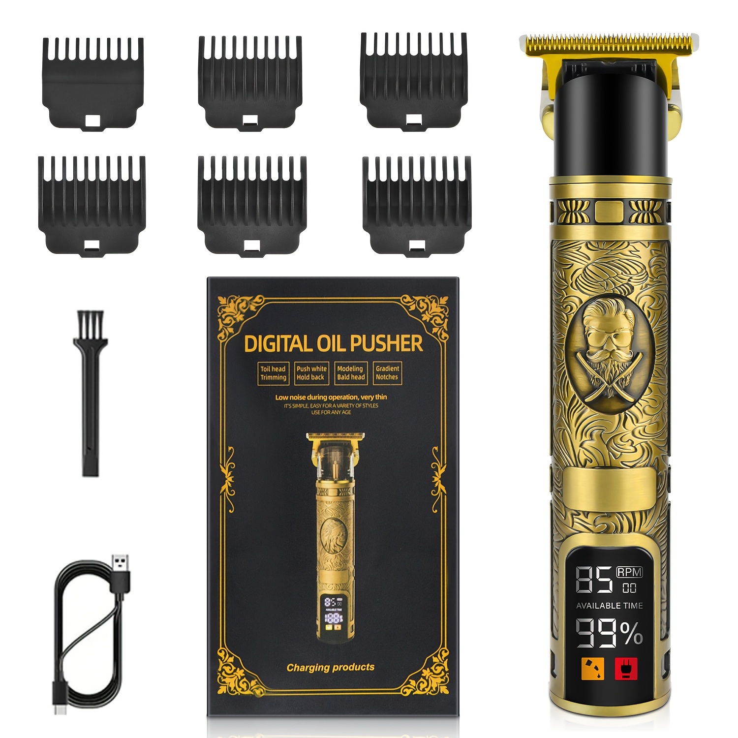 TEMU Uoogouprofessional Men's Electric Shaver & Cordless Beard Trimmer Set - Features 6 Adjustable Length Combs, Usb Rechargeable Design, -one Grooming Kit Styling, Perfect Gift For Men Zoo