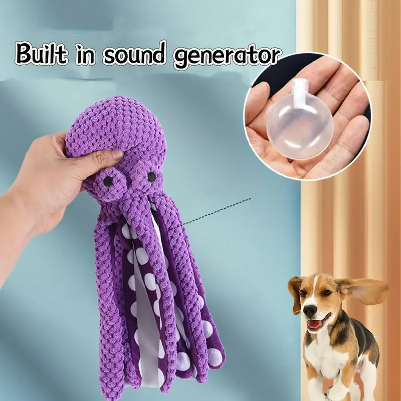 squeaky plush octopus dog toy durable chew toy for small breeds teeth cleaning boredom with patterns fun pet playtime accessory details 3