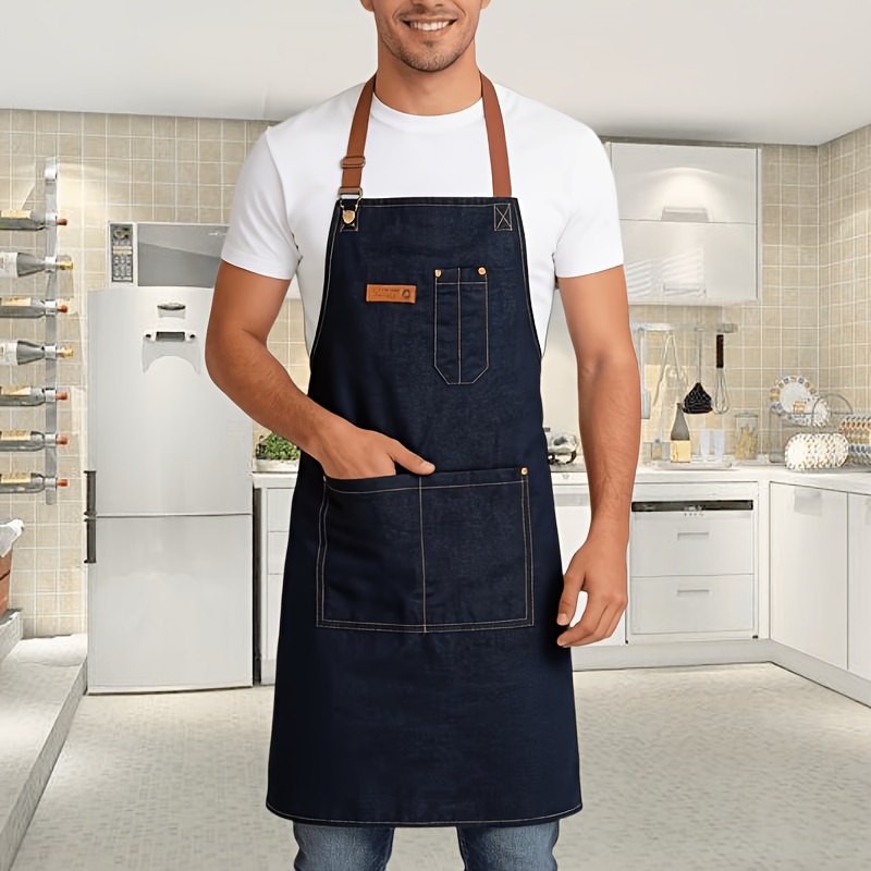 TEMU 1 Adjustable Work Apron, Pure , With Multiple Practical Pockets - Unisex Work Apron, Durable And Wear-resistant, Stylish And Attractive, No Tool