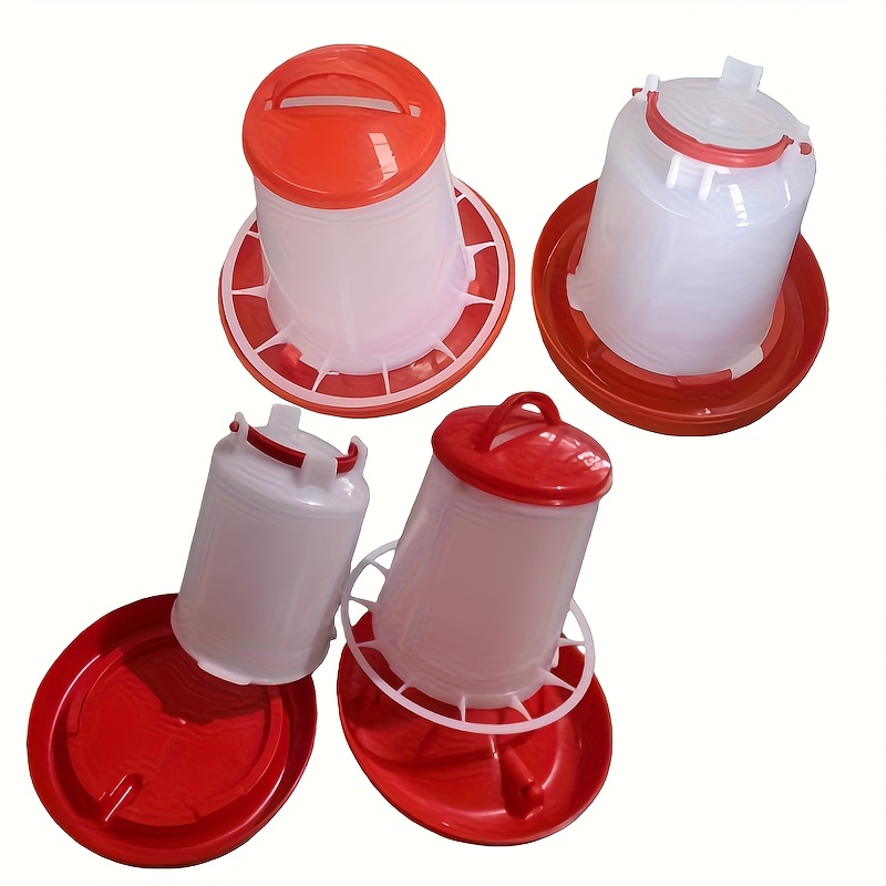Image of 4pcs Chick Feeder And Waterer Set Hanging, Plastic, Poultry Water Fountain And 2.99kg Feeder, No Battery, No Electricity Use, Suitable For Chickens, Ducks And Goslings
