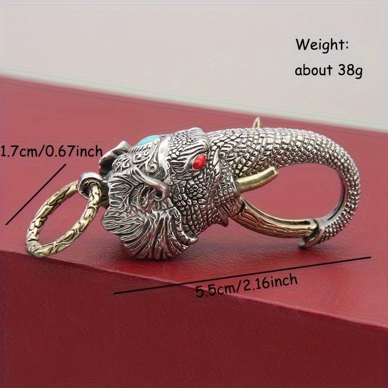 Image of Vintage-style Brass Elephant Keychain With - Thai Design, Men' Accessory For