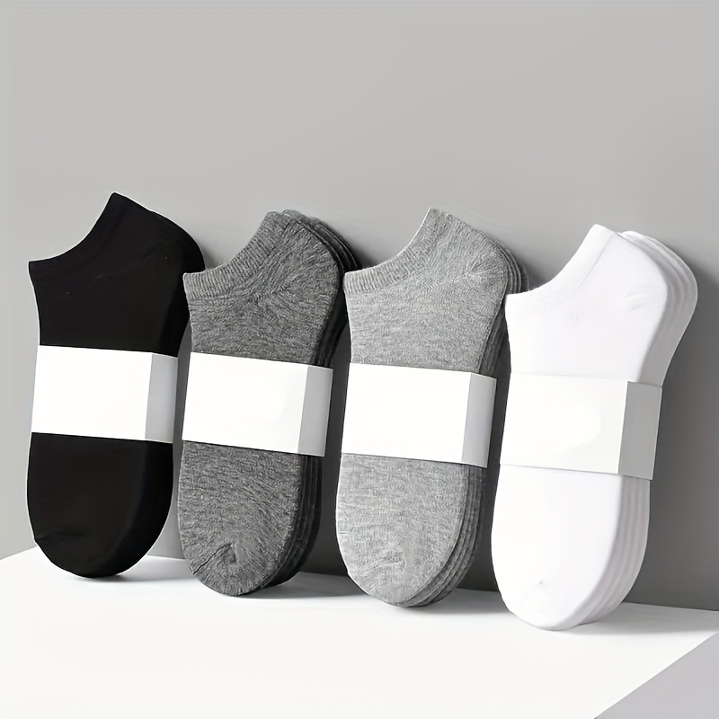 

Suitable For Men's Outdoor Wear 5/10/15 Pairs Of Basic Solid Color Versatile Men's Socks, Comfortable And Breathable, Soft And Sweat Absorbing