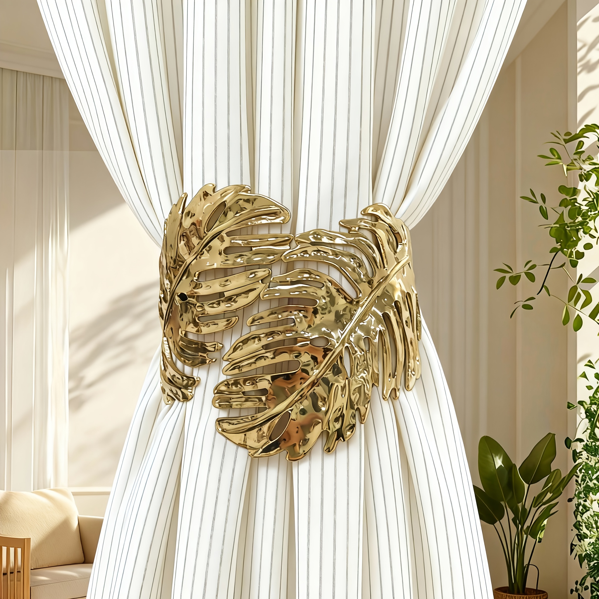 TEMU 1pc Of Modern Minimalist High-end Light Luxury Stretch Adjustable Curtain Tieback, Suitable For Home Curtains, Banquet Curtains, Etc.