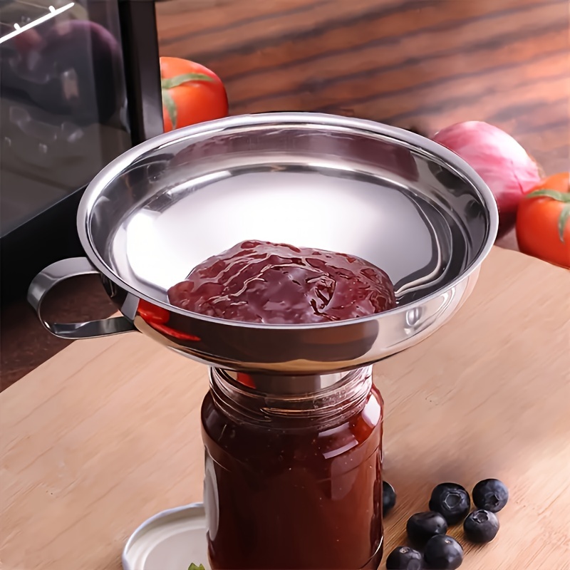 

Stainless Steel Can Funnel With Handle - Suitable For Wide Mouth And Ordinary Mouth Cans - Metal Jam Funnel