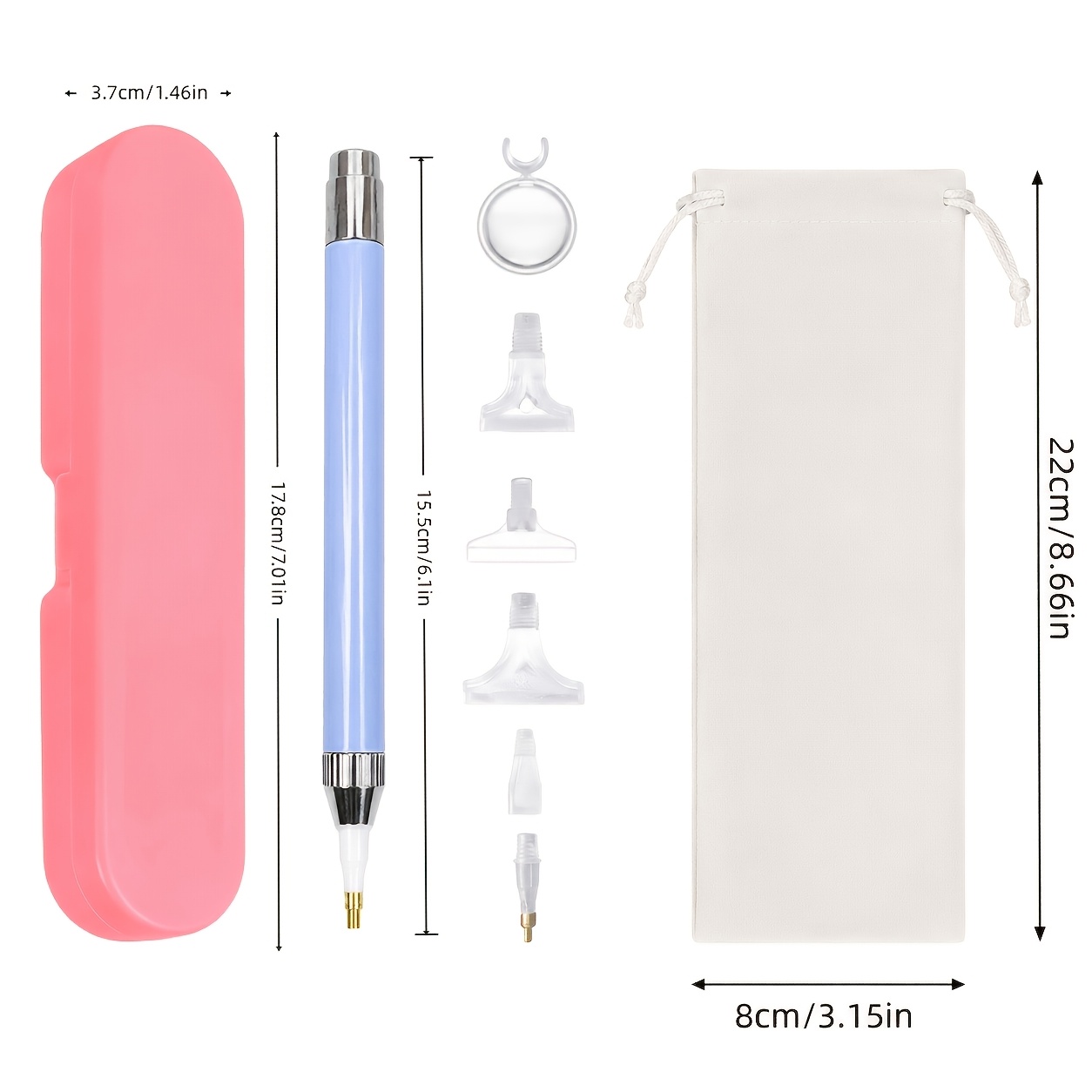 TEMU Adjustable Pen Tip Diamond Pen Set With Dimmable Tip & Ergonomic Grip - Suitable For Square/circular Diamond Painting, Jewelry Making, Nail Art,