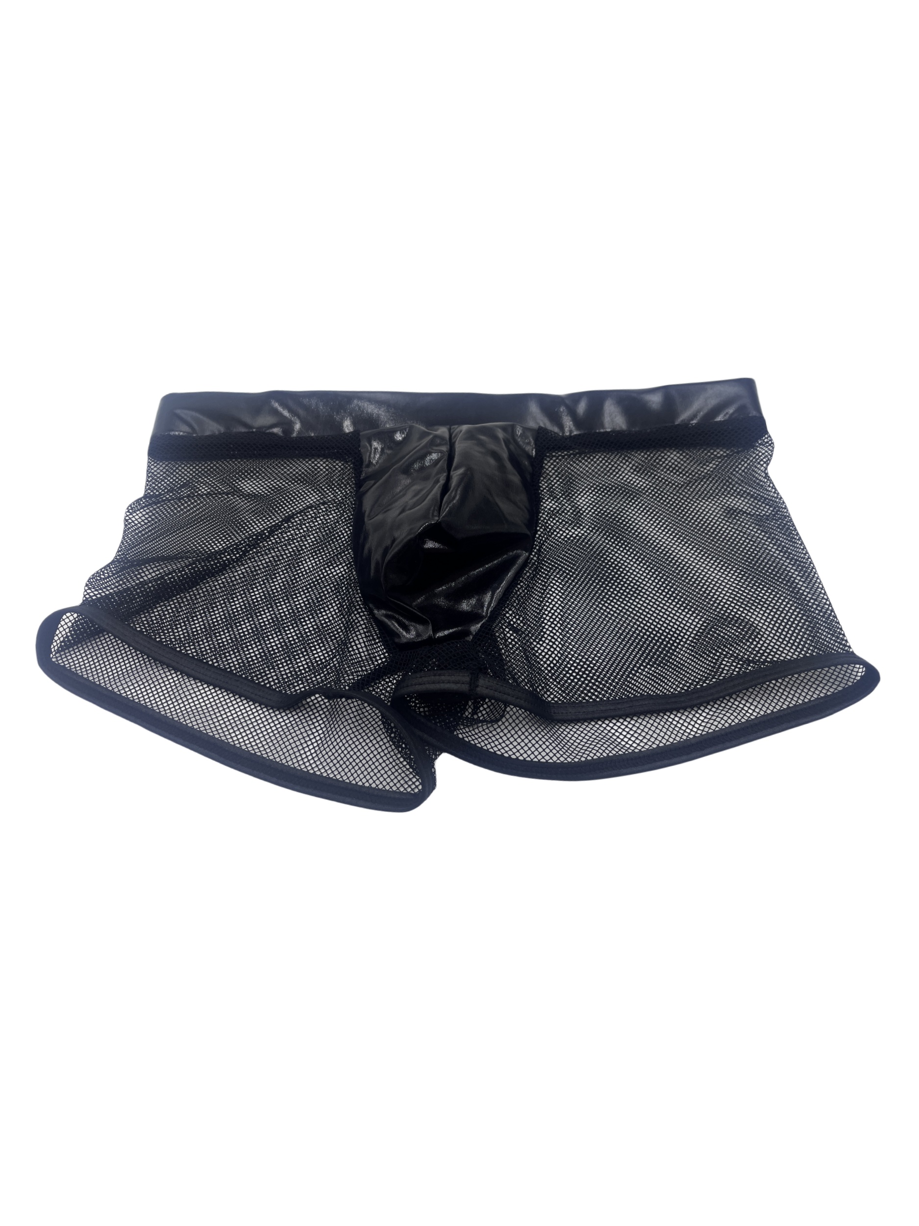 Men's fashion Fun Underwear, Faux Leather Mesh Boxer Briefs Panties, Sexy  Underpants