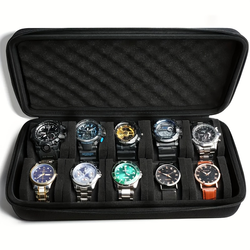 Watch Storage Box with Hard Shell Zipper Case Organizer for Watch Collection