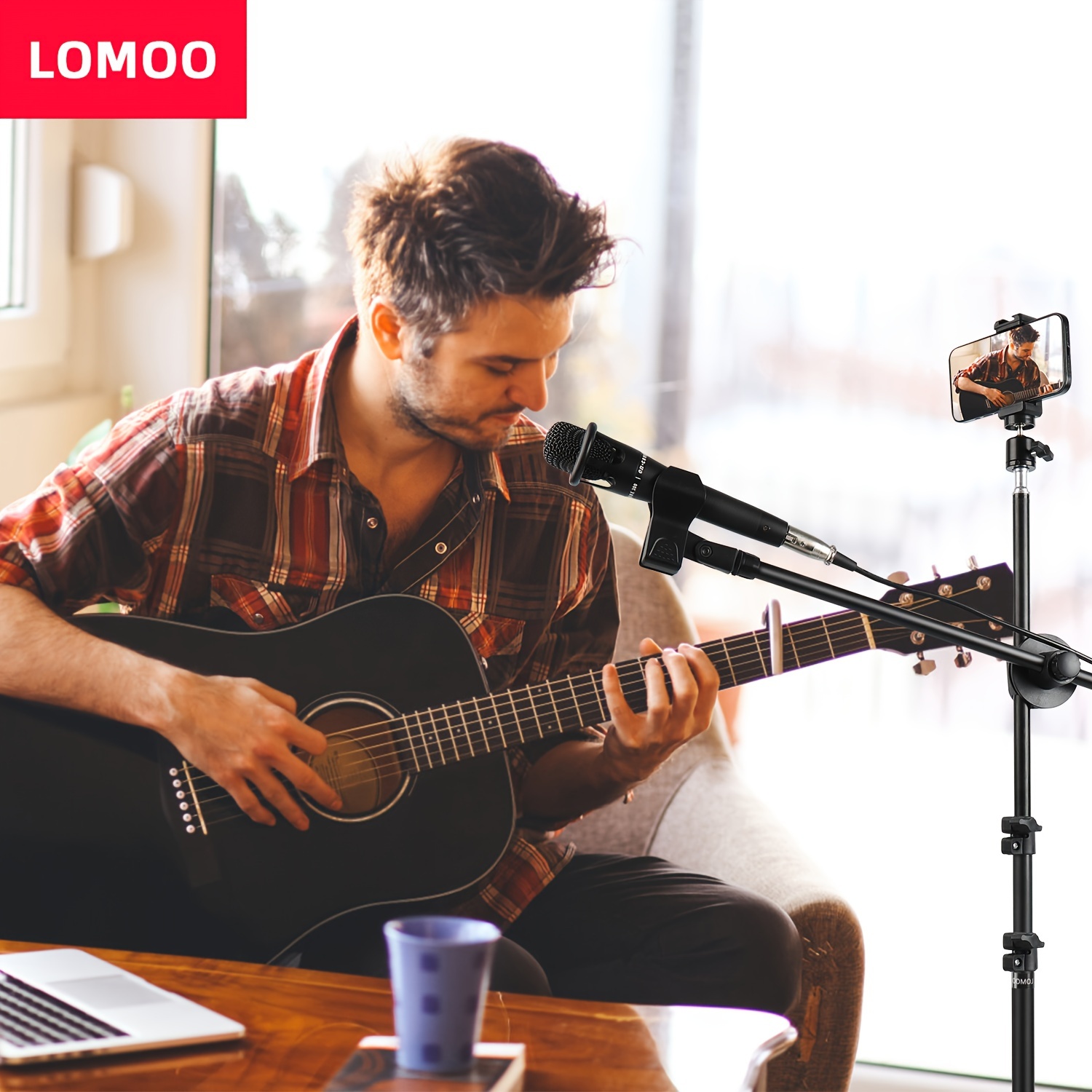 

Lomoo Portable Microphone Stand With Head And Dual Mic Clips - Ideal For Stage, Karaoke & Dj Performances, Black