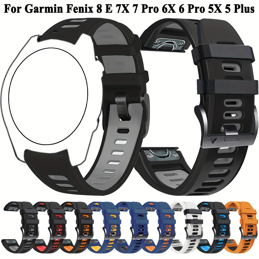 

Bandes de montre en silicone pour la série Garmin Fenix et , compatibles avec les modèles et - Bracelet de remplacement avec fermoir à poussoir, largeur 26mm/22mm (Quantités multiples)