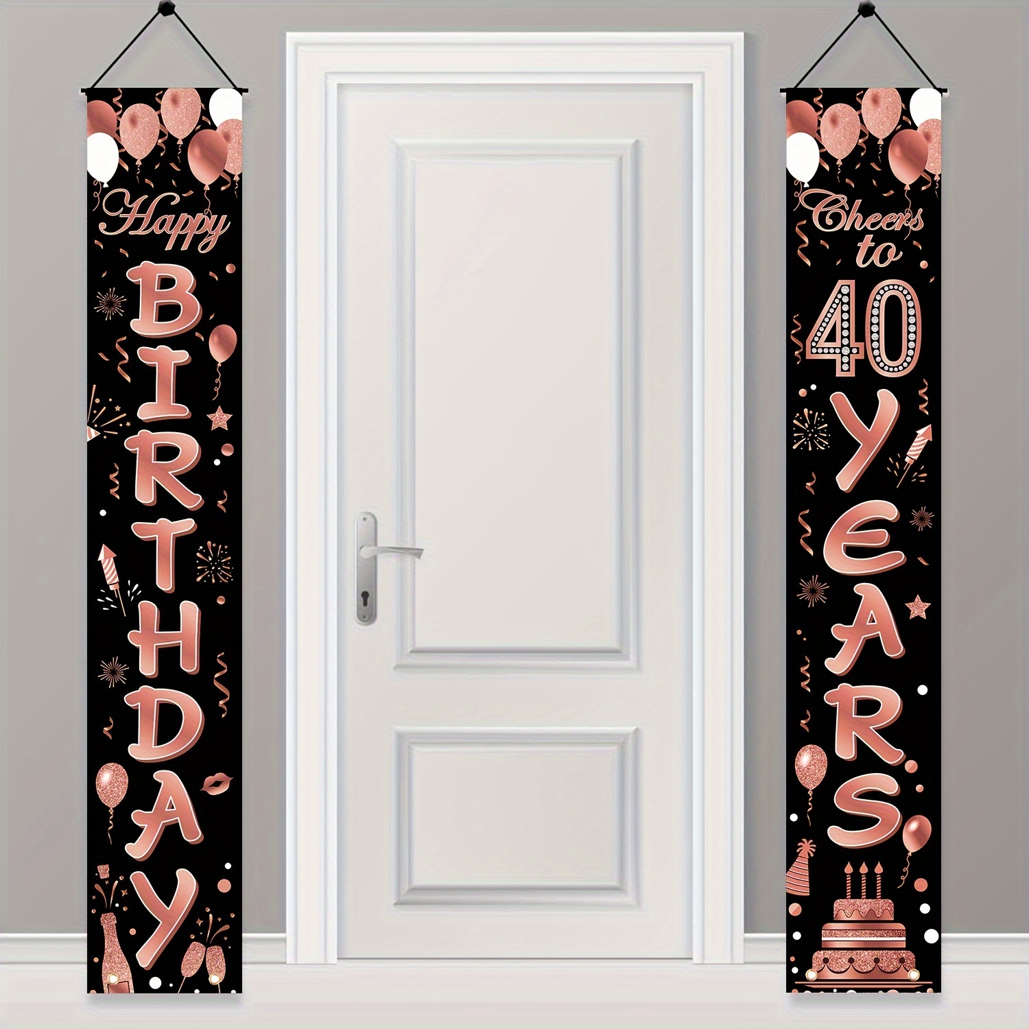 

Festive Rose Golden 40th Birthday Door Banner - Celebrate In Style With This Elegant Party Decor For Women's 40th Birthday