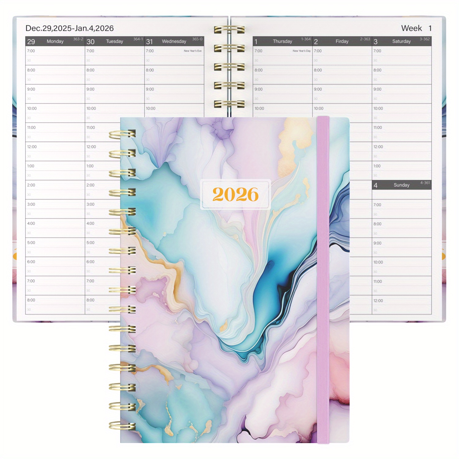 TEMU 2026 Appointmentsbok - Kvarteskala, Veckovis & Månadsplanerare med Hård Pärm, Anteckningssidor, , Bokmärkes Spiralbindning - 2026 till December