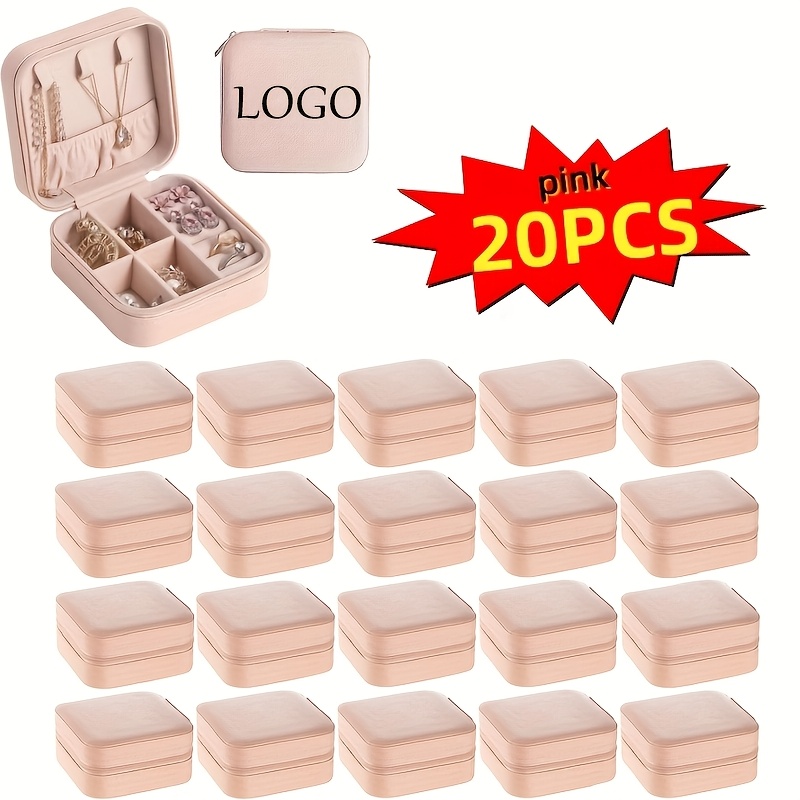 20pcs Mini Jewelry Box Set, Zippered Storage for Rings & Earrings