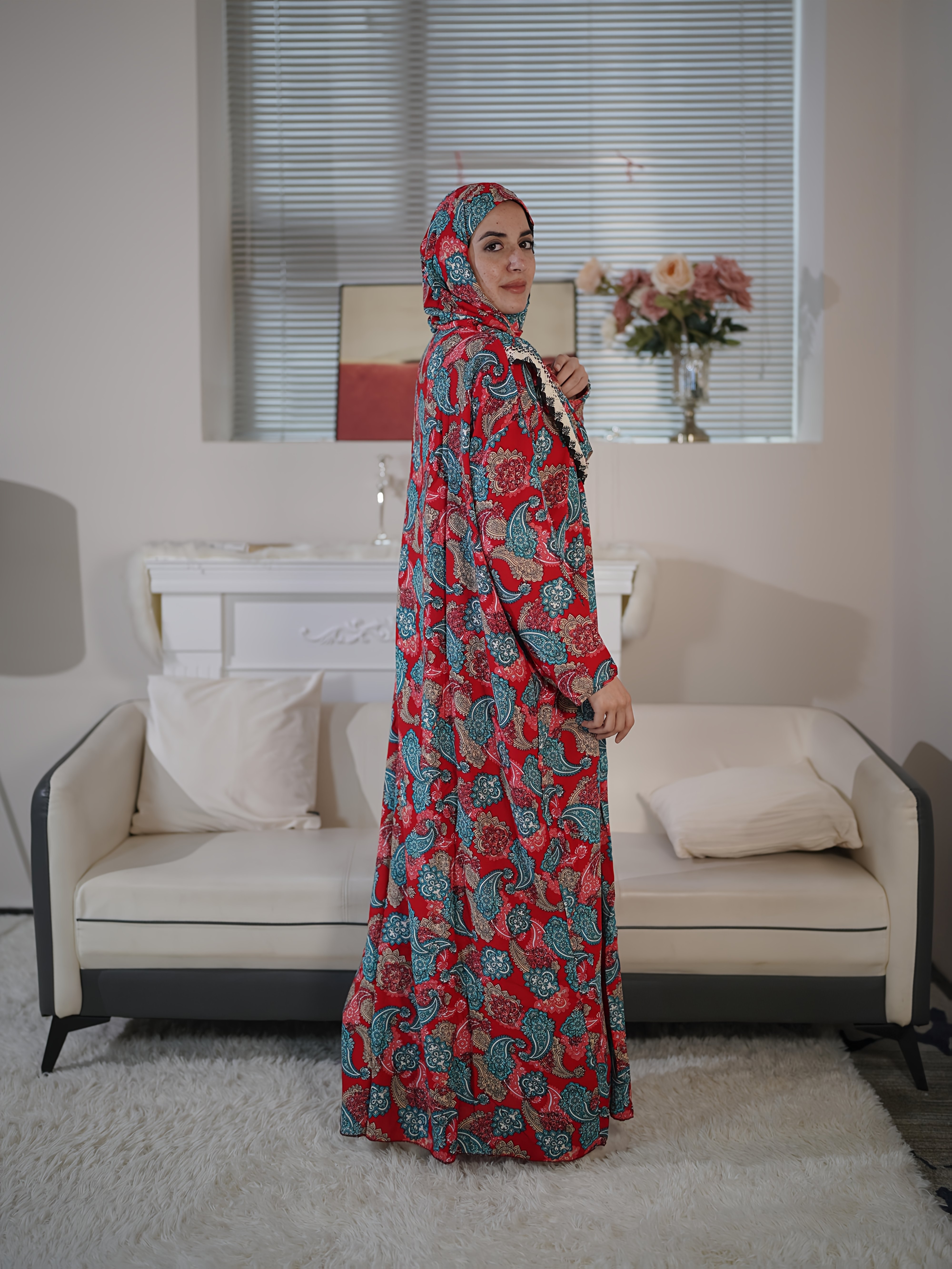 womens islamic prayer dress muslim hijab full coverage - Temu