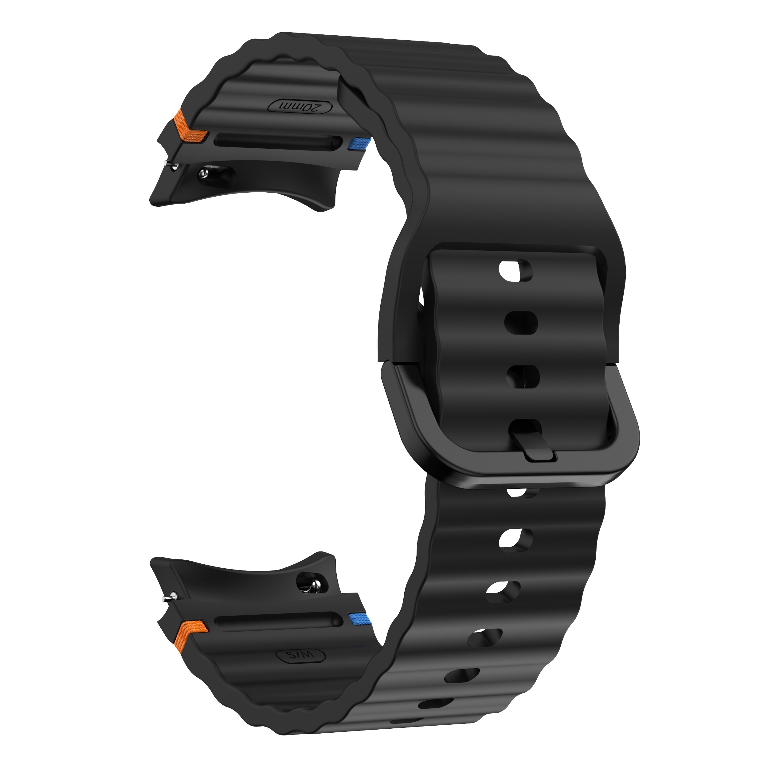 TEMU Silicone Sport Watch Band With Wave Stitching And Colored Buckle, Compatible With   Watch Series 7/fe/6/5/4