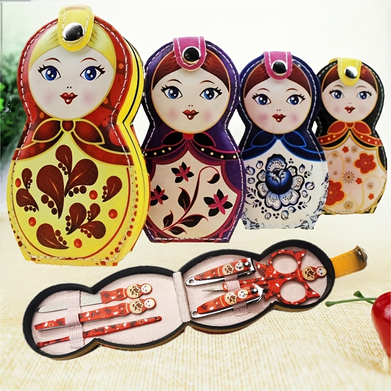 

Nesting Doll Nail Care Set - Style Nail Clipper With Straight Blades, Metal Files, Scissors, And Tweezers - A Compact And Portable Nail And Nail Kit An Ideal Gift For Holidays And Special Occasions