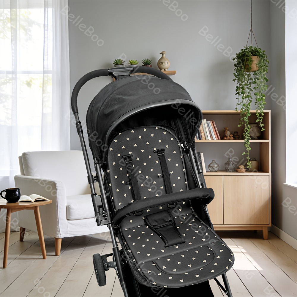 Image of 1pc Heart Print Cushion Pad, Suitable For Most Stroller Seats, Baby Stroller Seat Protector, Car Seat Dining Chair Thickened Mat