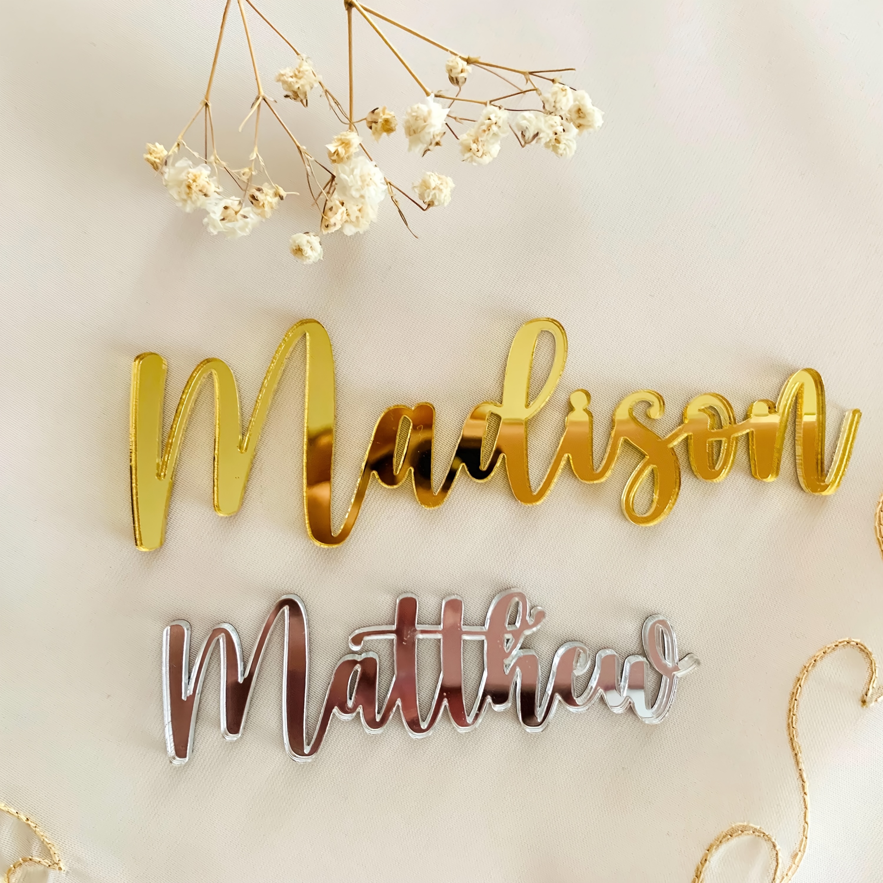 TEMU 1pc Mirror Acrylic Name Card & Wedding Seat Plate - Personalized Guest Table Decor With Name/number/, Suitable For Weddings, Events, Parties,