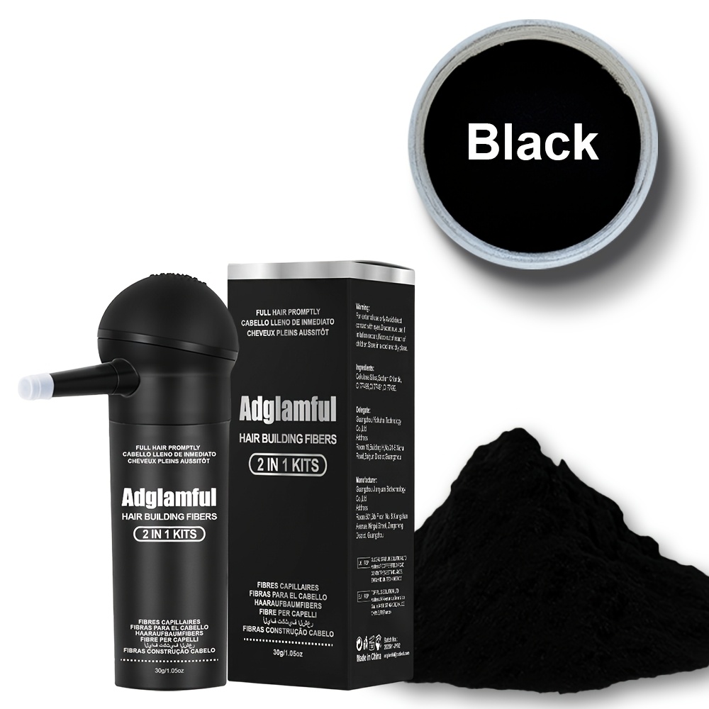 30g Adglamful Hair Building Fibers, -adult, Natural Look, -free, Oil Control, Volumizing, With Spray Applicator For Normal Hair Types