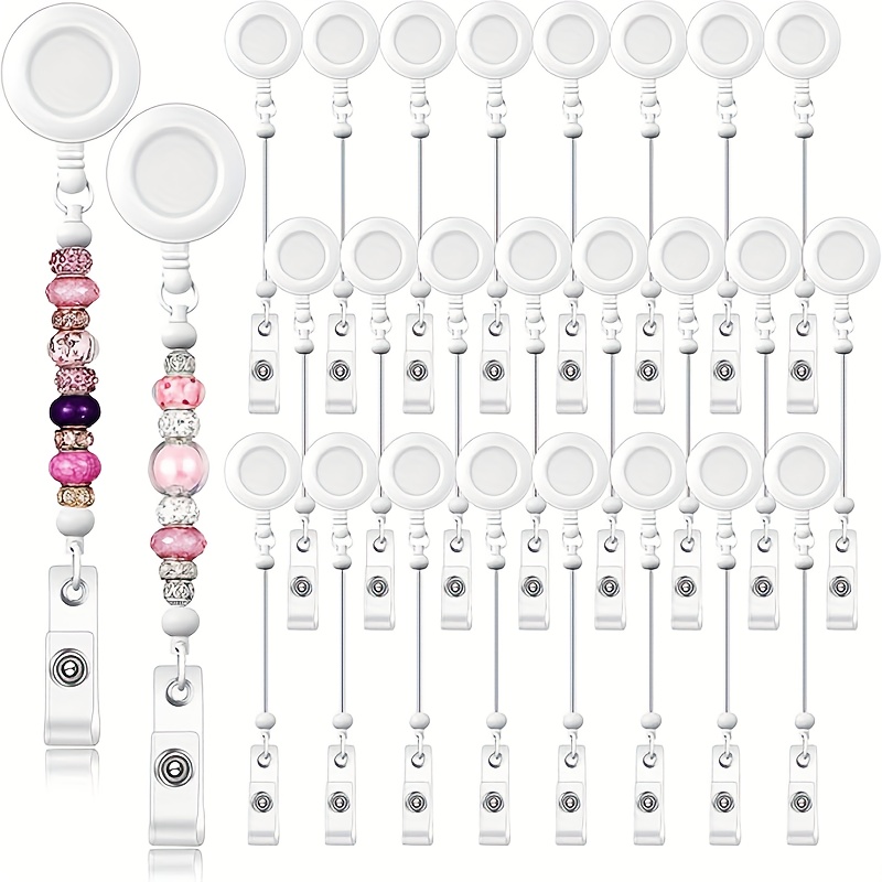 TEMU 2D 12 Stück Perlen-Badge-Reel Rückholbare Clips Halter für Perlen Bulk Leere Bar ID Namensschild-Reels mit Gürtelclip Perlenartikel Schmuck DIY
