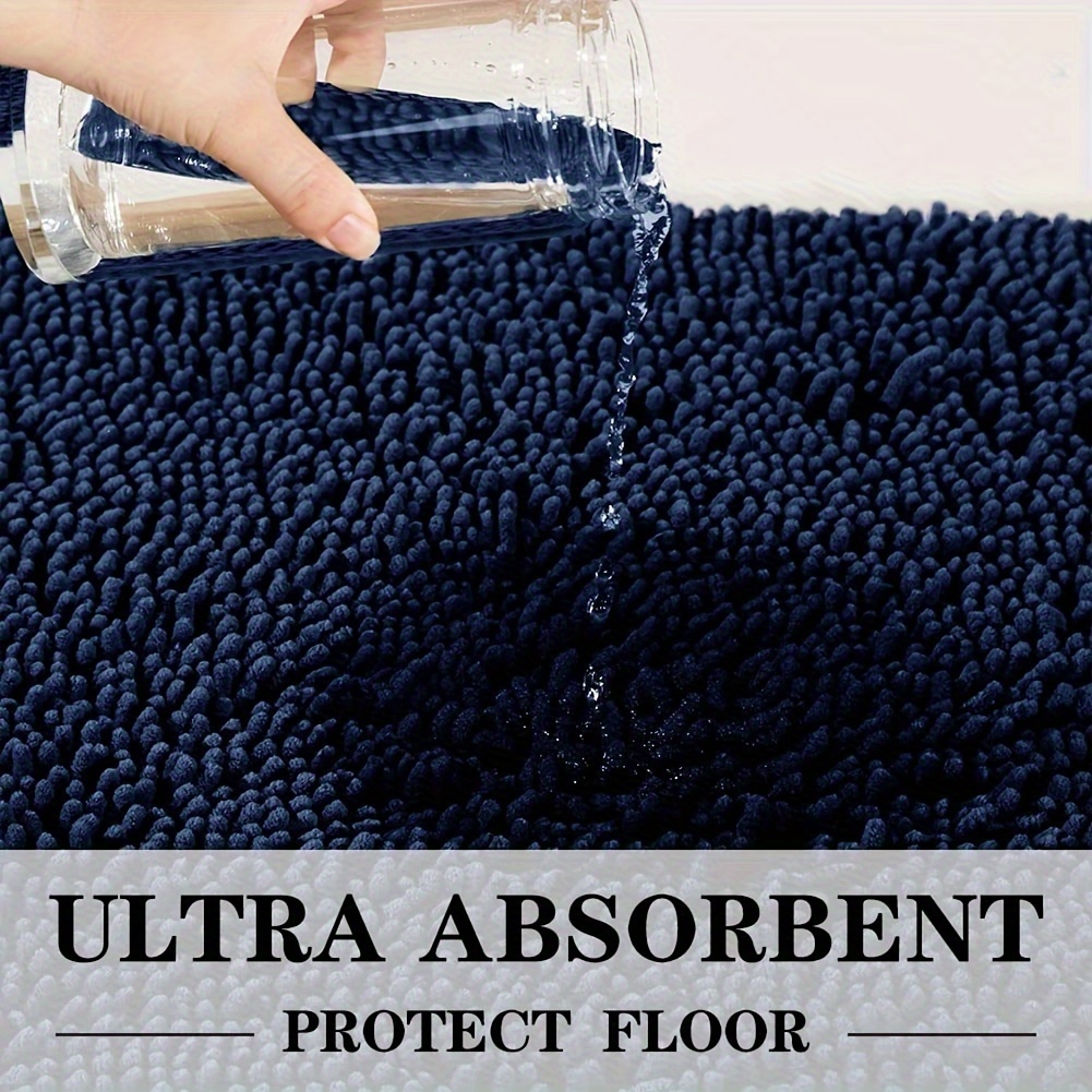 3pcs chenille bathroom rugs set ultra absorbent non slip bath mats pvc backed polyester machine washable woven bath rug contour mat and standard mat set fluffy plush winter decor decoration Product details 6