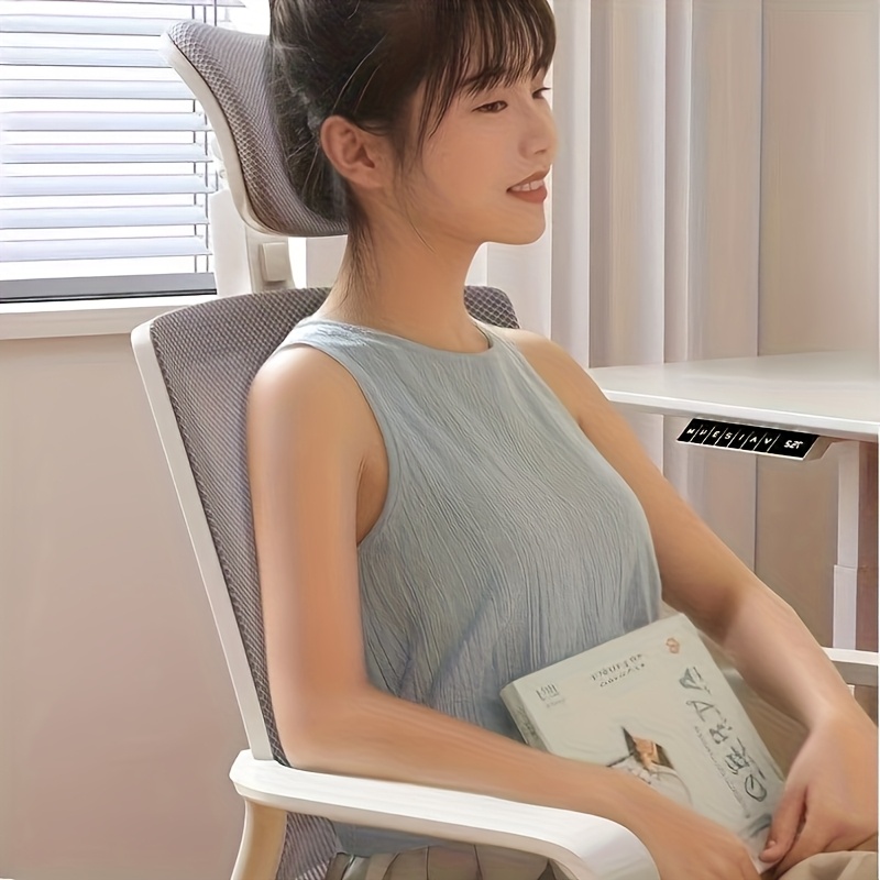 Silla de Oficina en Casa con Reposabrazos y Respaldo Ergonómico, Tela Transpirable, Asiento Moldeado, Adecuada para Oficina en Casa, Sala de Espera y Sala de Conferencias, Capacidad de Peso 130 kg, /Gris