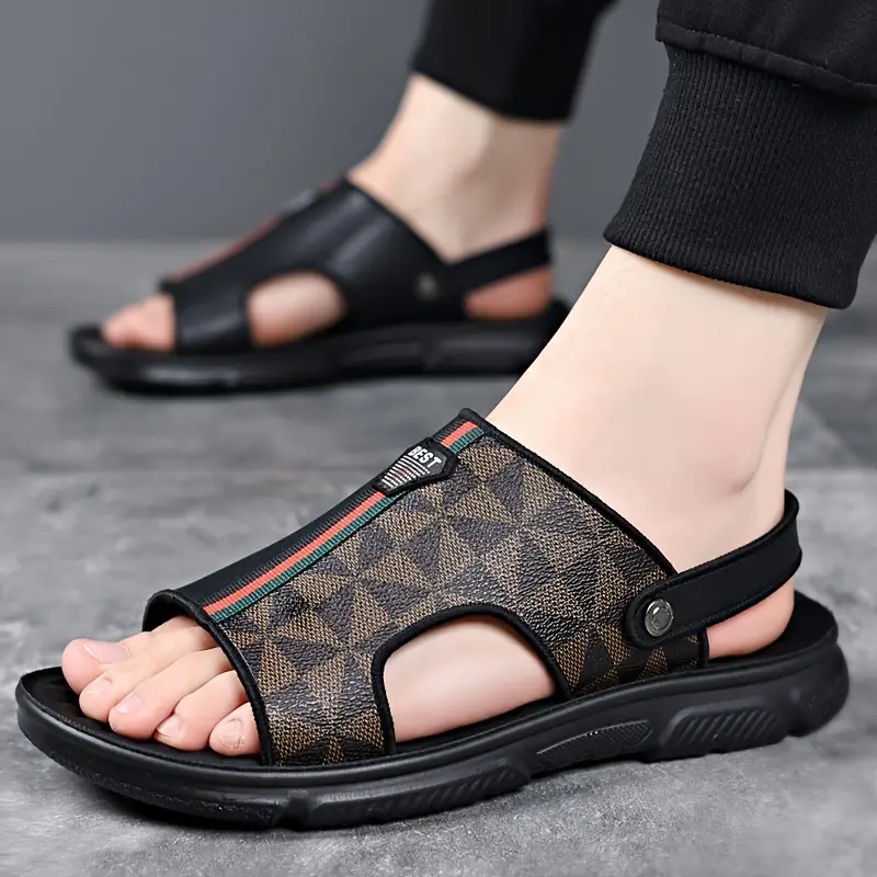 mens vintage open toe breathable sandals comfy non slip durable casual beach water shoes for mens outdoor activities details 0