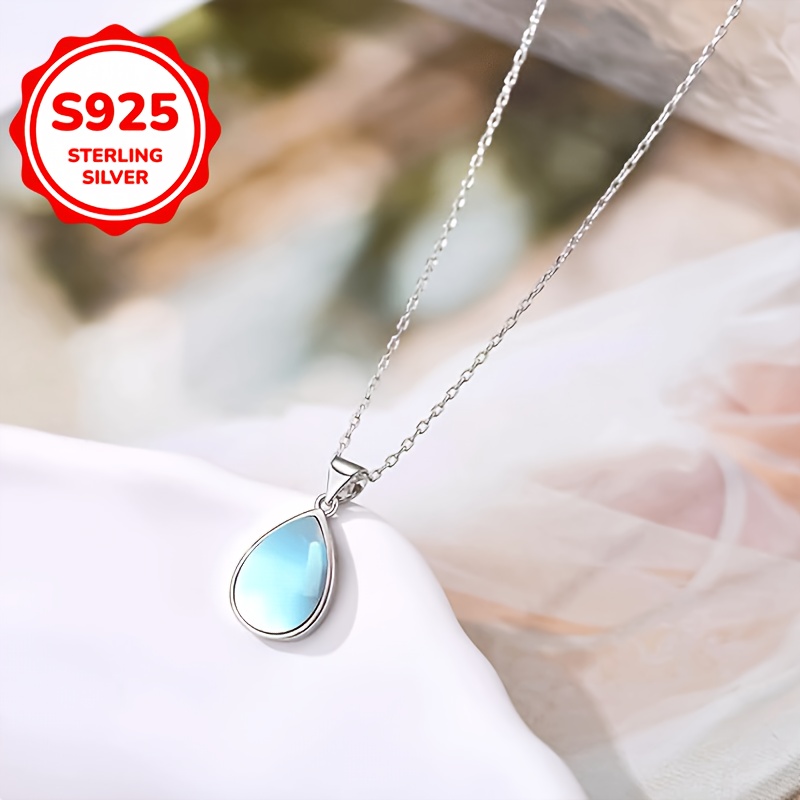 

Collier Pendentif Élégant en Pierre en de en Argent Sterling 925 - Hypoallergénique, pour Tenue Décontractée & Cadeau, 4.2g, Bijoux pour Femmes