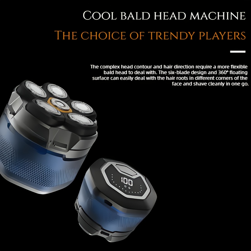 Bald Head Essential, Six-blade Magnetic Levitation, Closer to The Skin, Digital Display Of Battery Power, High-power Rotation Without Jamming, Easy to Wash And Maintain, Electric Shaver.