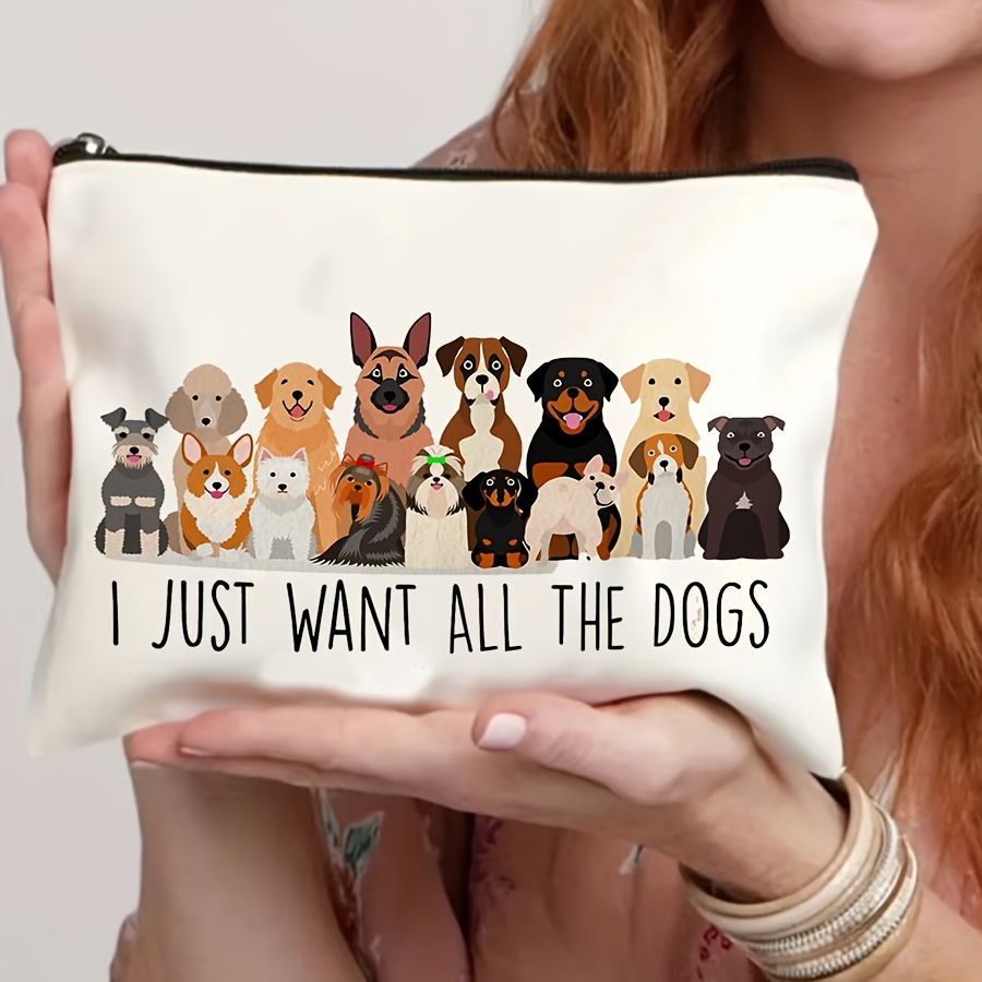 TEMU Stylish Dog-themed Durable And , Featuring A Convenient Zipper Closure. The For Or , This Portable Makeup Bag Can Serve As A Pencil Case,