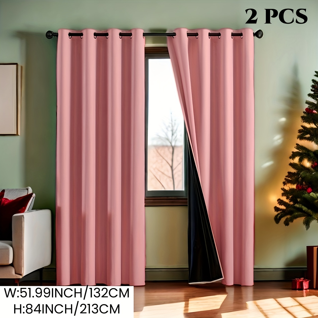 2-панельные минималистичные шторы однотонные с теплоизоляцией и защитой от уф - с лунками,   для гостиной, спальни, кухни, ванной - современный романтический   декор Детали 1