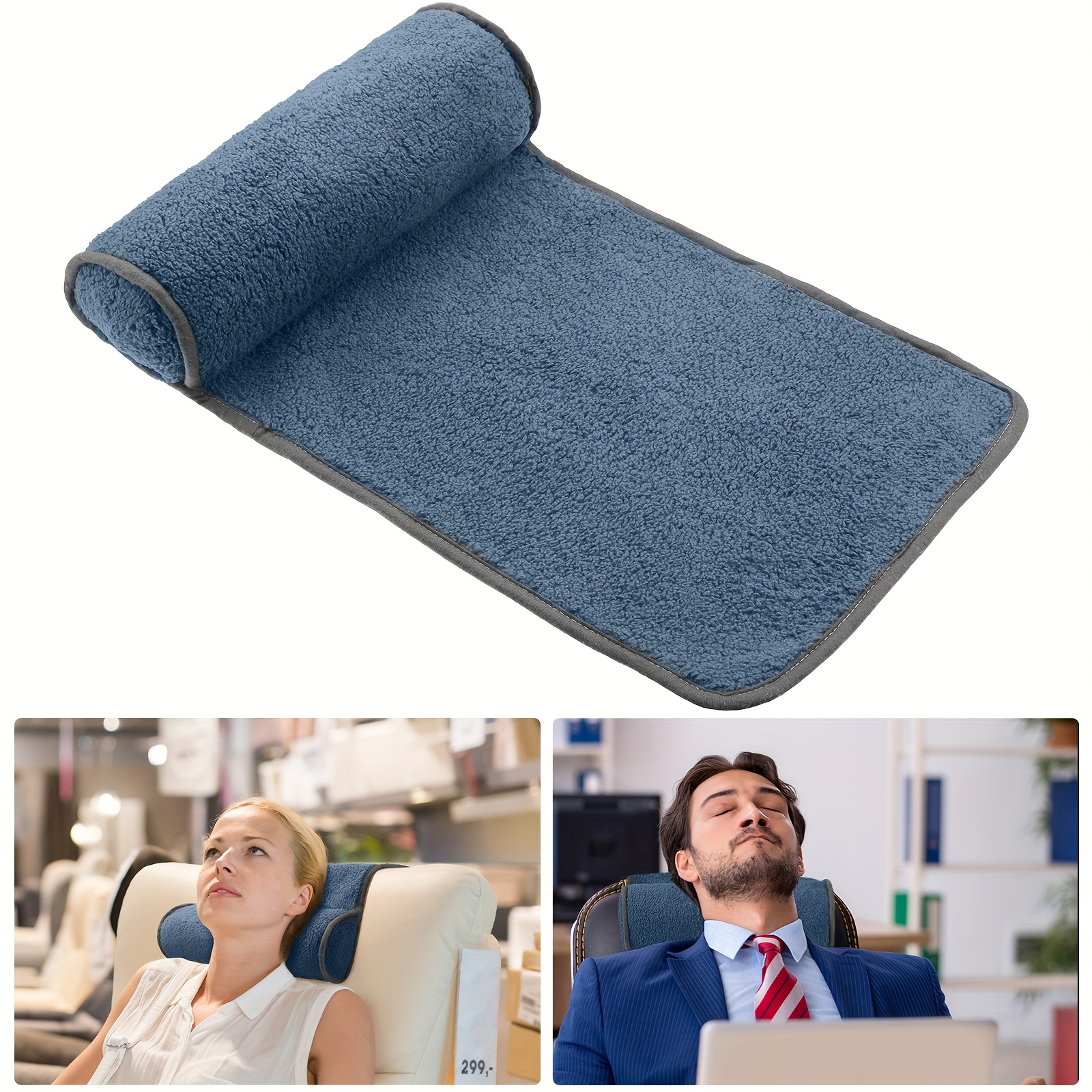 Adjustable Neck Roll Support Pillow For Recliner Chairs, Featuring A Non-slip Fleece Design, Ideal For Travel, Home, Office, Or Use On A Couch Or Armchair ( Blue)