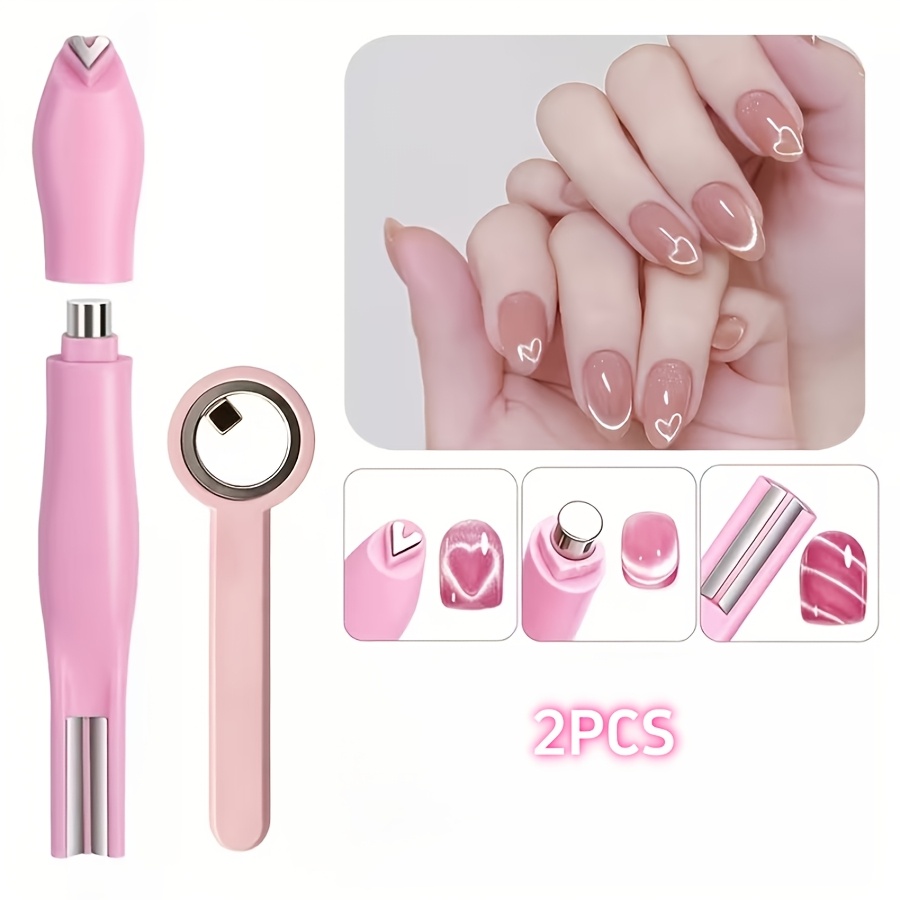 TEMU Ensemble d'outils de nail art œil de chat multifonctionnel détachable, accessoire de manucure portable avec embout de cœur, extrémité de bande
