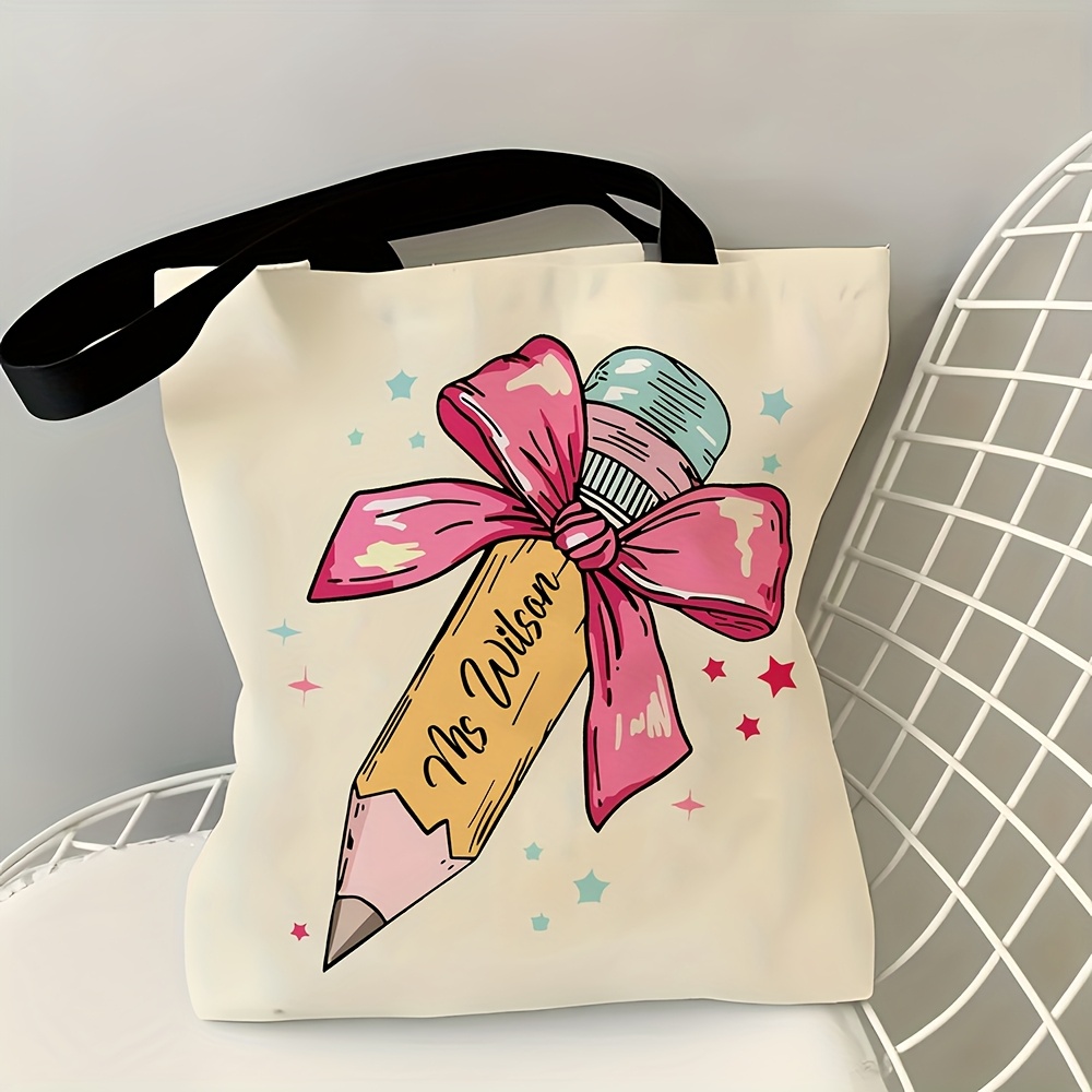 TEMU Regalo /Lui 1/2 pz Sacchetti Regalo Personalizzati per Insegnanti con e Testo, Borse per Personalizzate per Insegnanti, Borse Tote per a Scuola,