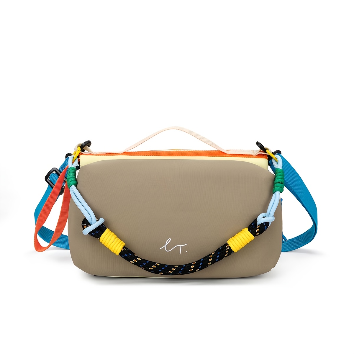 TEMU Bolso de de moda con bloques de color para mujer, bolso cruzado portátil de gran capacidad, bolso para botella de agua, taza, almacenamiento de