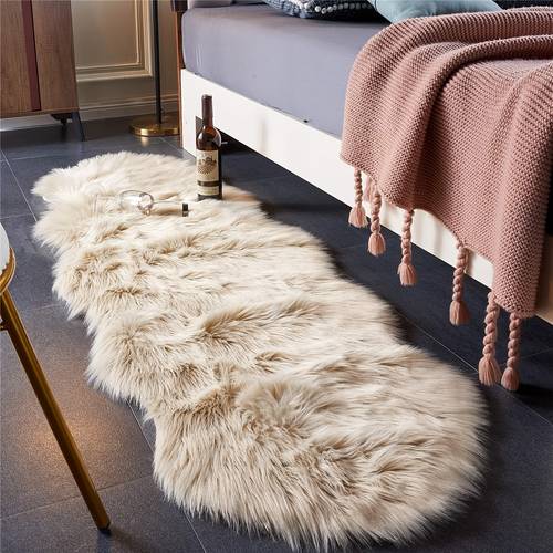 ultra soft fluffy shaggy area rug faux fur chair cover bedroom floor sofa living room seat cushion 2 x 6 feet sheepskin beige
