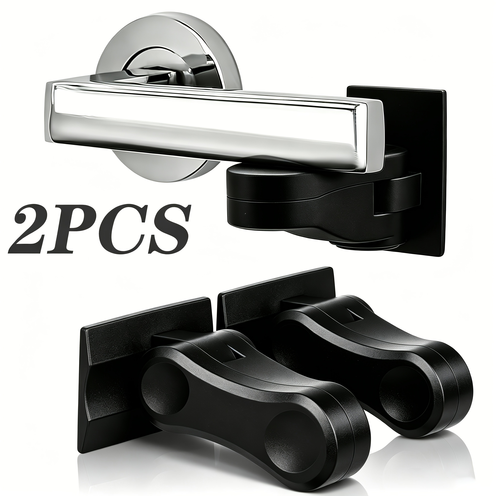 TEMU 2pcs Set Of Safety Door Handle Lock, Protective Door Rod Lock, Strong Adhesive Safety Lock, Suitable For Indoor Doors, Preventing Pets From