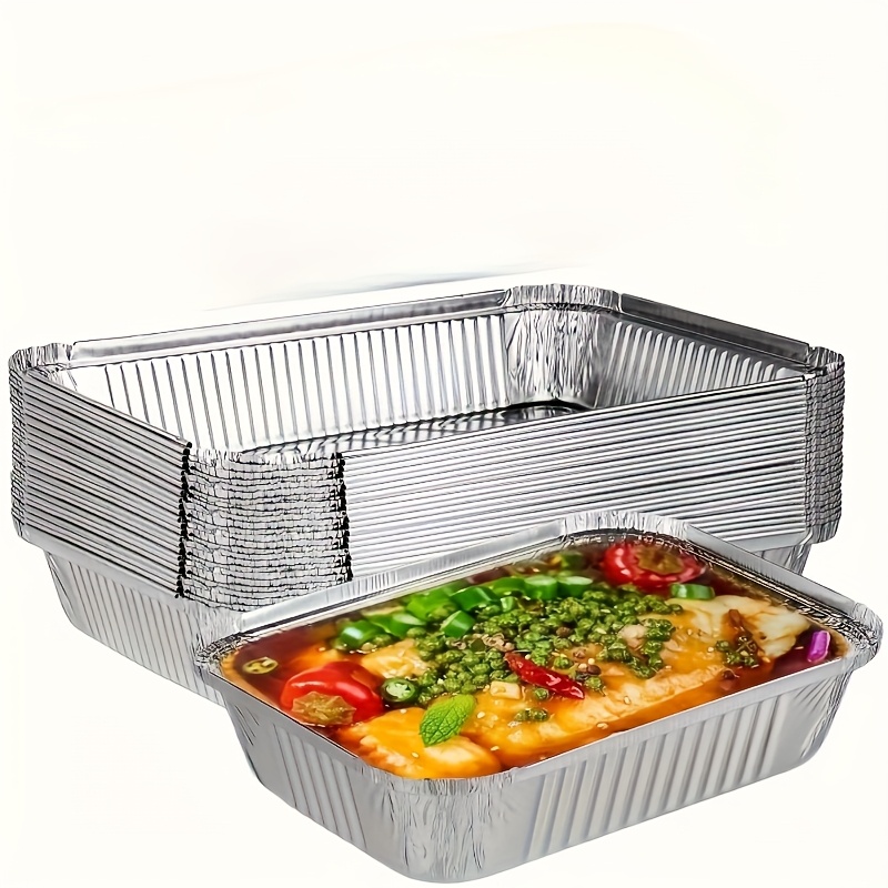 10pcs heavy duty aluminum foil box loaf pans non stick aluminum foil for ovens barbecues and baking suitable for holiday cooking egg tarts cakes food grade disposable packaging paper bowls kitchen essentials
