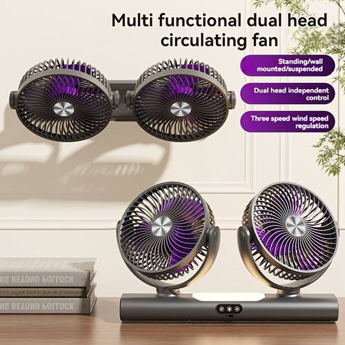Portable 5V USB Fan - Dual for 360-Degree Cooling, Foldable Structure Suitable for Indoor And Outdoor Use