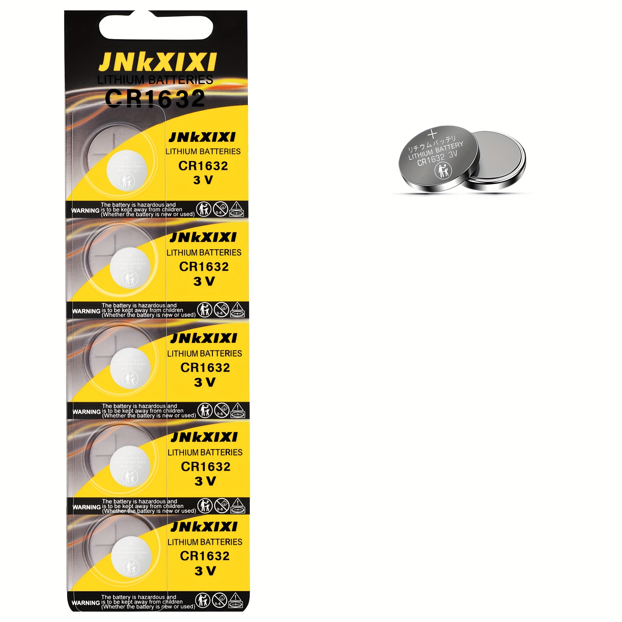 

5- Jnkxixi Cr1632 Batteries, 3v Metal , For Watches, Car Key , Calculators, Non-rechargeable,