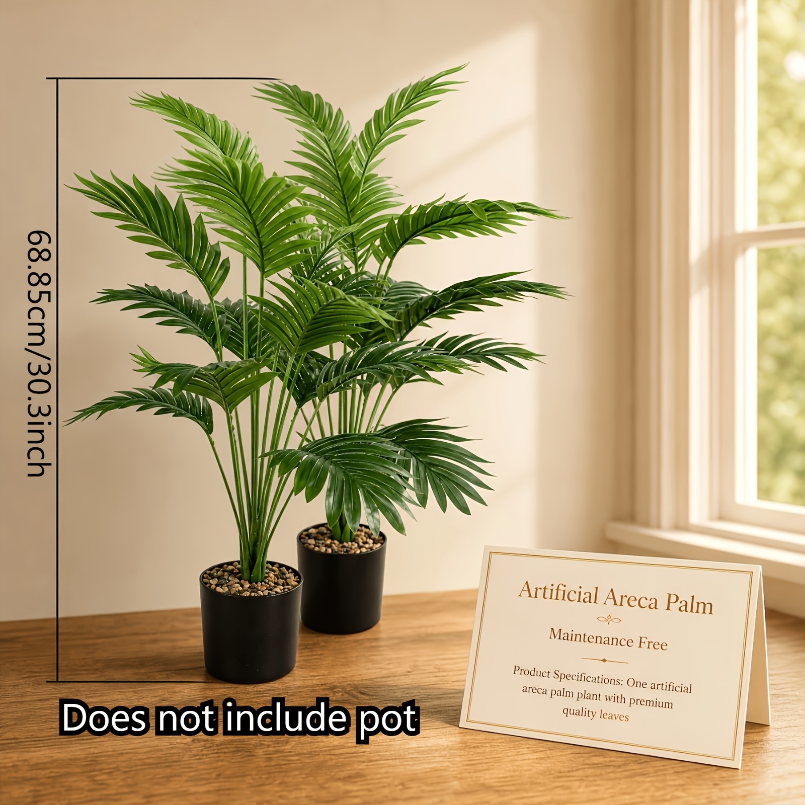 TEMU 2pcs Large Artificial Tree Potted Plants - Realistic Fake Palm Suitable For Indoor/outdoor Floor Decor, Wedding, Christmas, Wedding Garden Sets,