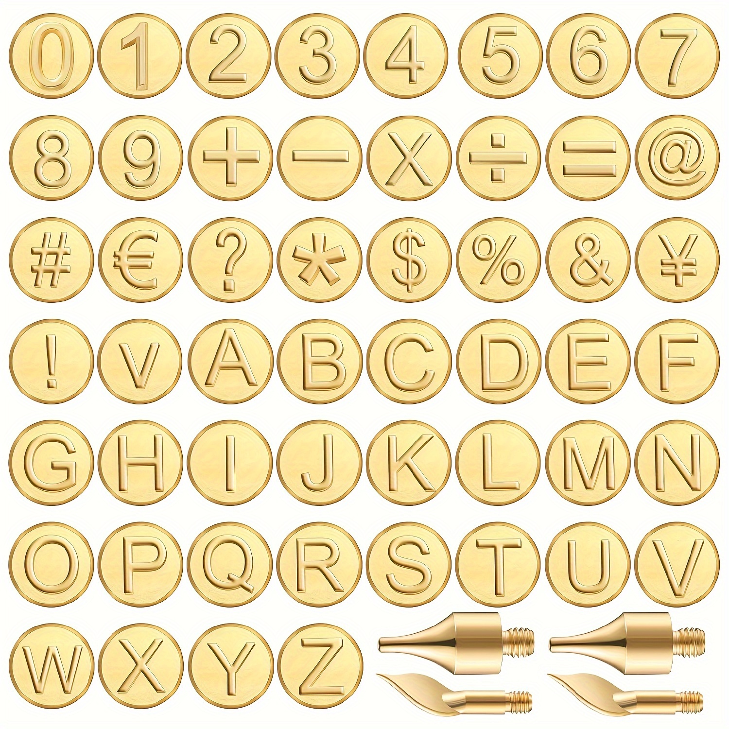 

56pcs Burning Stencils Set, Metal Wood Carving Tips With Letters, Numbers & Symbols For Wood & Surface Crafting, Diy Hobby Tools