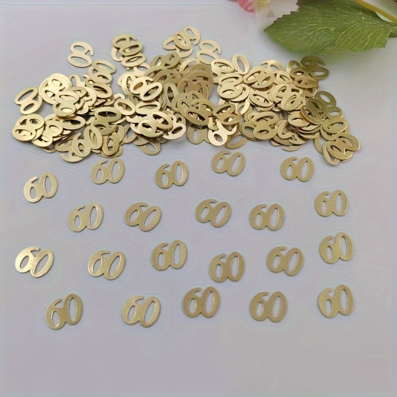 

400 Pieces Of Gold-plated Paper Number 60 Party Decorations - Perfect For Home Decoration, Valentine's Day, Weddings, And 60th Anniversary Celebrations