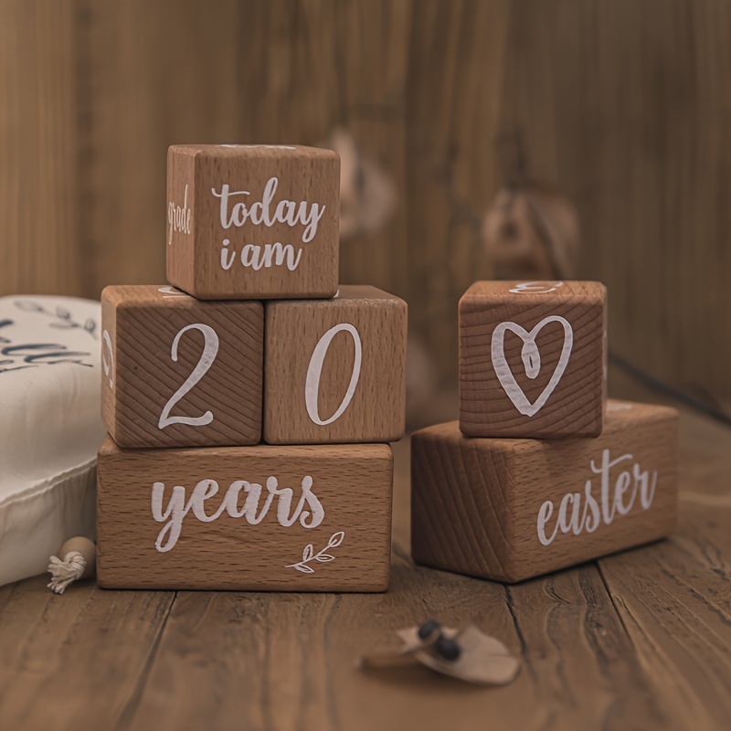 printed milestone cubes growth commemorative photo props youngsterss room decoration ornaments growth commemorative milestones details 1