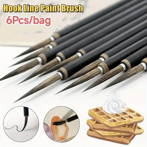 item picture 6pcs chinese calligraphy brushes ceramic hook line fine paint brushes badger hair painting supplies pen for calligraphy and painting