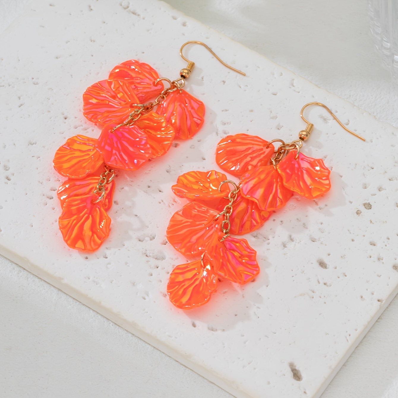 TEMU A Pair Of Colorful Acrylic Shell Tassel Earrings That Are Stylish, Vintage, Cute, And Sweet, Featuring Geometric 3d Designs. Perfect For And
