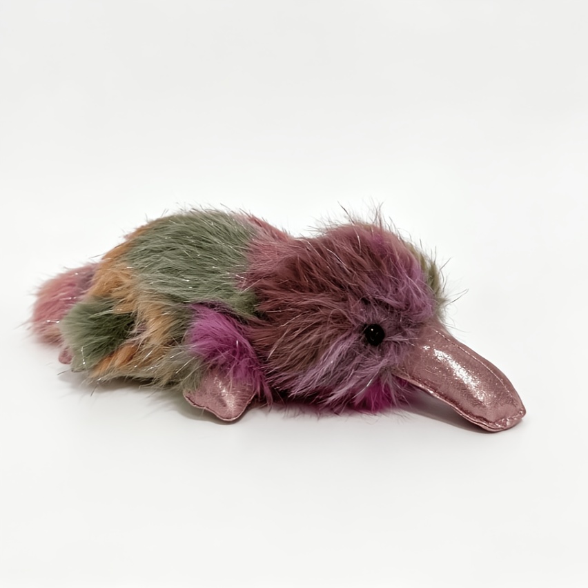 Shaggy Tie-Dye Platypus Plush Stuffed Animal, Cute Doll