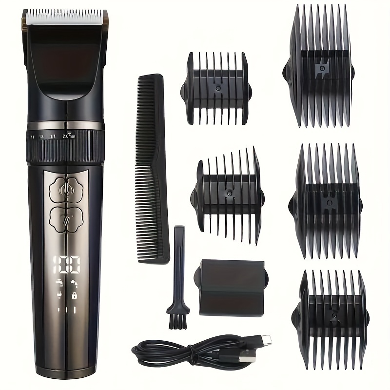 TEMU Electric Hair Clippers, Men's Hair Clippers, Home Haircutting Sets, Adjustable Hair Clippers, Cordless And Corded Hair Clippers, Rechargeable